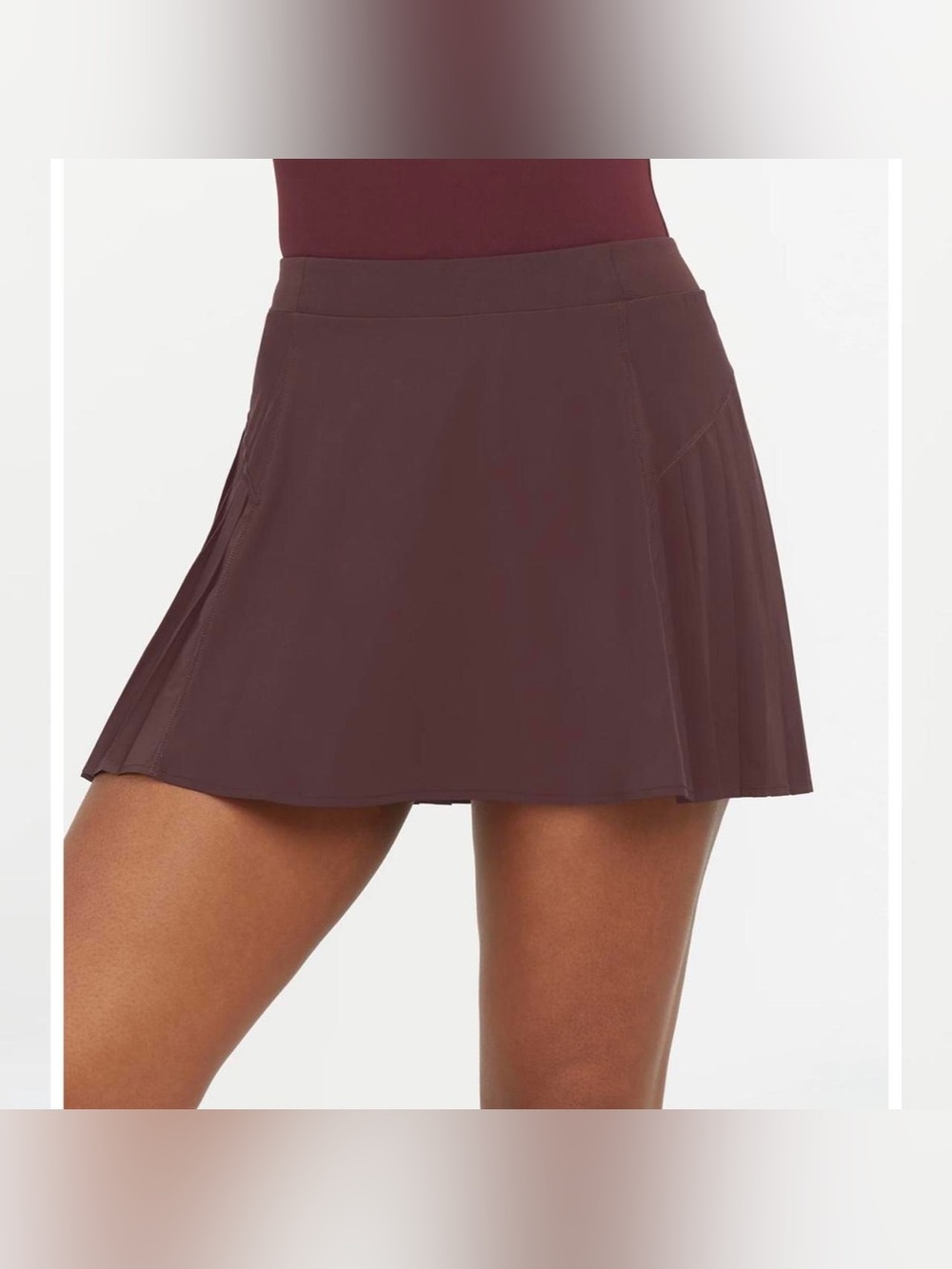Spanx Get Moving Burgundy Plum Pleated Mini Skirt Tennis Skort Size XS